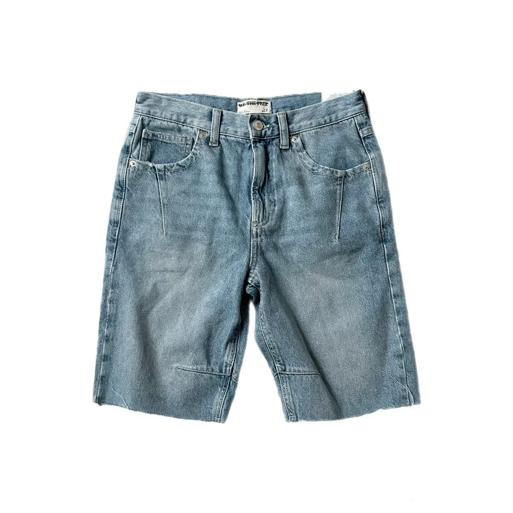 NEW Free People We The Free Ghost Town High Rise Long Shorts Light Wash Size 27